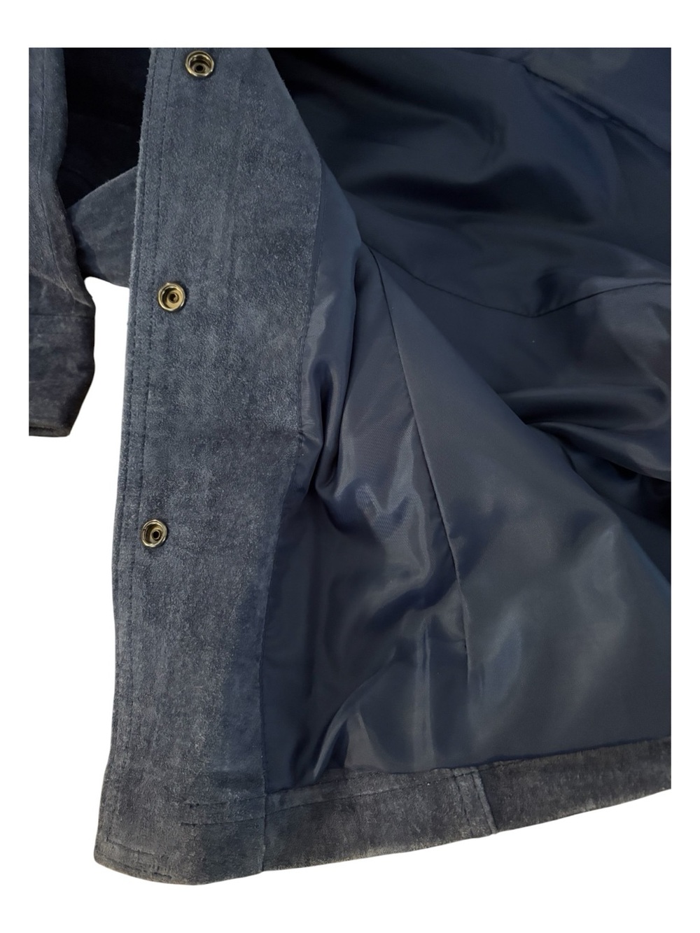 Coldwater Creek Blue Leather Snap-Front Shirt Jacket - Picture 4 of 7
